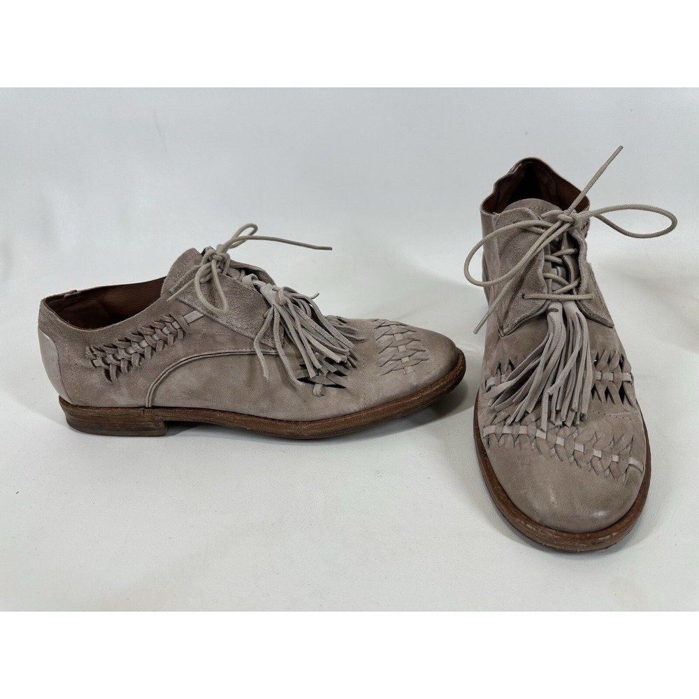 A.S.98 ZURI gray tan leather shoes Size 41 Tassel Lace Up AS 98 - Picture 1 of 10